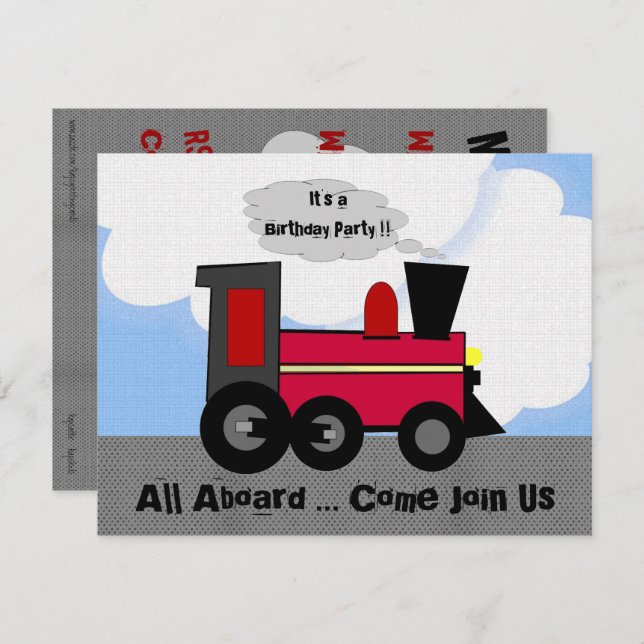 Hela Tåg Party Inbjudningar (Fram/baksida)