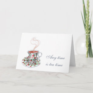 Hela tiden är tetiden Tea Slogan Quote Vintage Kop Kort