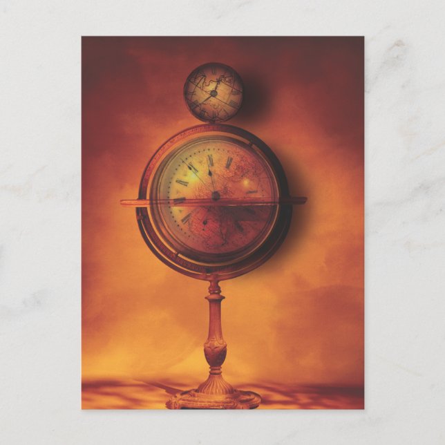 Hela tiden i World Steampunk Clock Globe Vykort (Framsida)