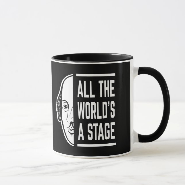 Hela världen är en scen Thespian Shakespeare-citat Mugg (Höger)