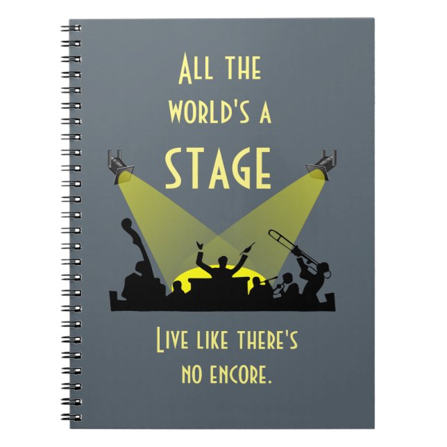 Hela världen är en sceninspirerande citattecken Co Anteckningsbok (Framsidan)