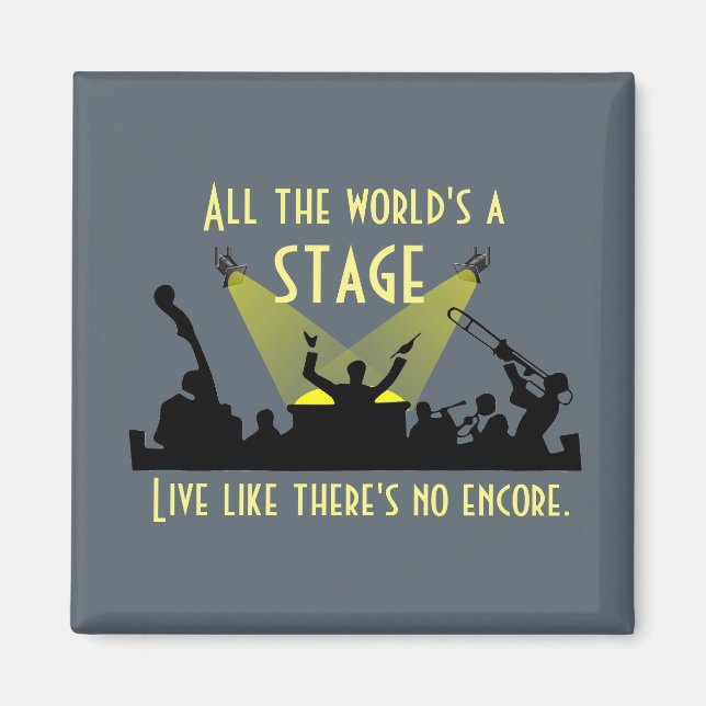 Hela världen är en sceninspirerande citattecken Co Magnet (Framsidan)