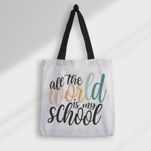 Hela världen är min skolbostad Tote Bag Tygkasse
