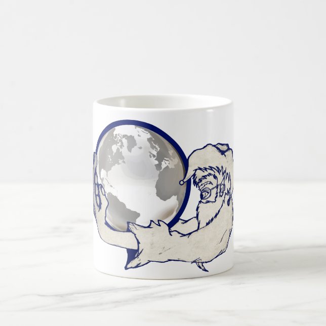 hela världen i en apa hand kaffemugg (Center)