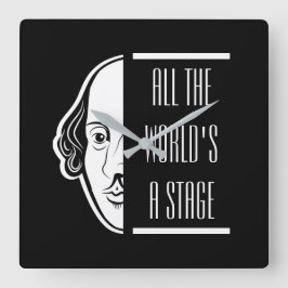 Hela världens Shakespeare-citat Thespian Fyrkantig Klocka