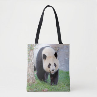 Hela väskan. Fotogigantisk panda, pandamiral. Tygkasse