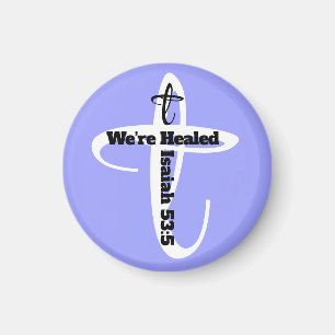 Helad av Jesus Bibelvers Kristet Tro Blå Magnet
