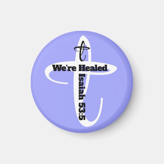Helad av Jesus Bibelvers Kristet Tro Blå Magnet (Framsidan)