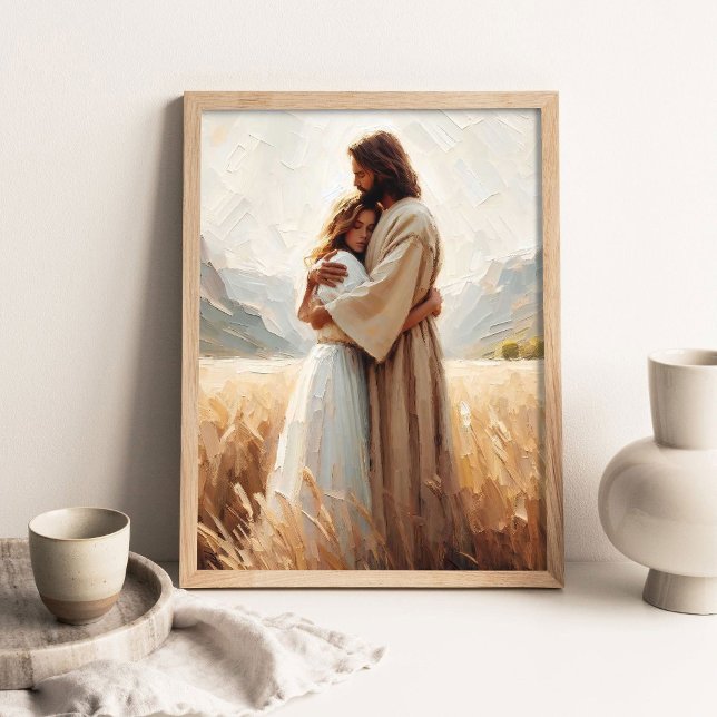 Helande famn, Jesus kramar flicka, Jesus och kvinn Poster (Skapare uppladdad)