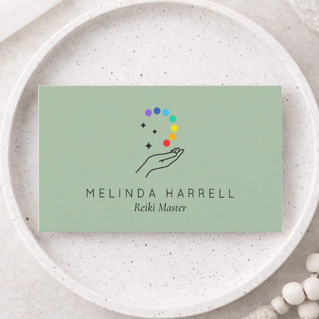 Helande Hand Logo Reiki, Helare, Wellness Sage Visitkort (Skapare uppladdad)