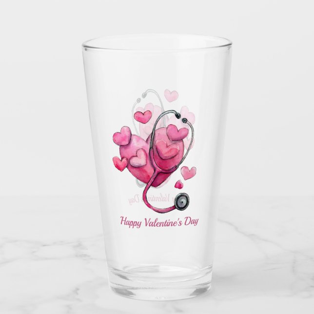 Helande hjärtans valentin-design glaskopp (Framsida)