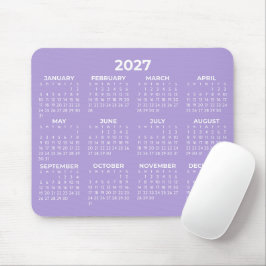 Helår 2027 Grundläggande kalender Lavendel Vit Musmatta