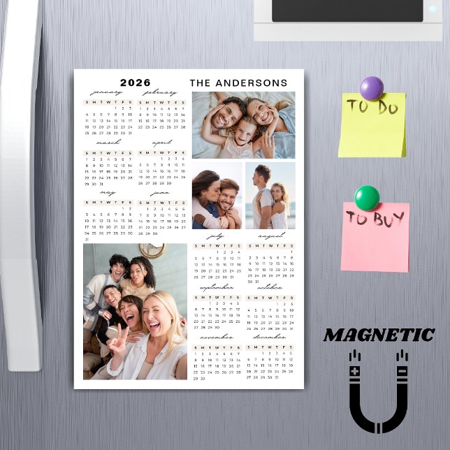 Helårs 2026 kalender fotokollage magnet (Skapare uppladdad)