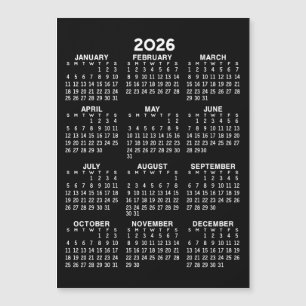 Helårs kalender Grundläggande Svart Magnetisk Kort