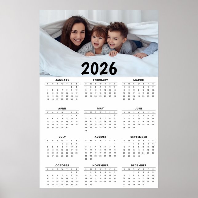 Helårskalender med anpassningsbar bild  poster (Framsidan)