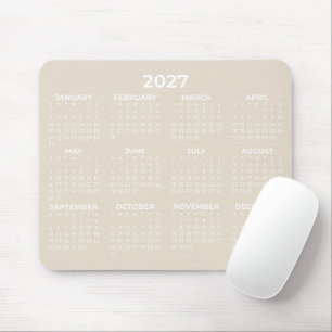 Helårsvy 2027 Kalender Minimalistisk Varm Beige Musmatta