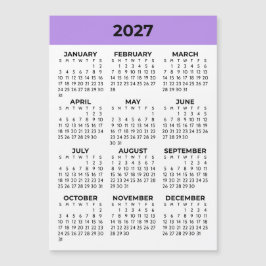 Helårsvy 2027 Lavendel Magnetisk Kalender