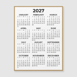 Helårsvy 2027 Magnetkalender Guld Kant