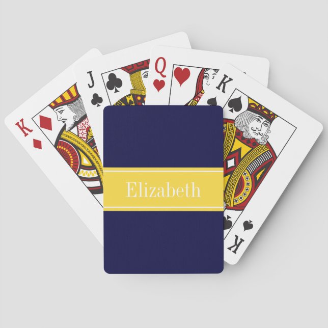 Helblått, ananas ribbon Namn Monogram Casinokort (Baksidan)