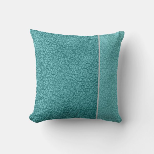 Helblått på Teal Blue Grått Rand Kudde (Framsida)