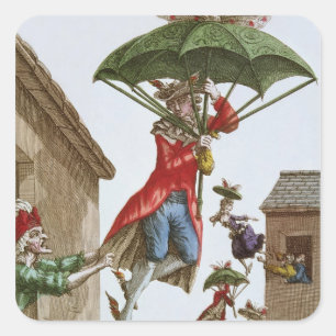 Held Aloft av Umbrellas och Butterflies Fyrkantigt Klistermärke