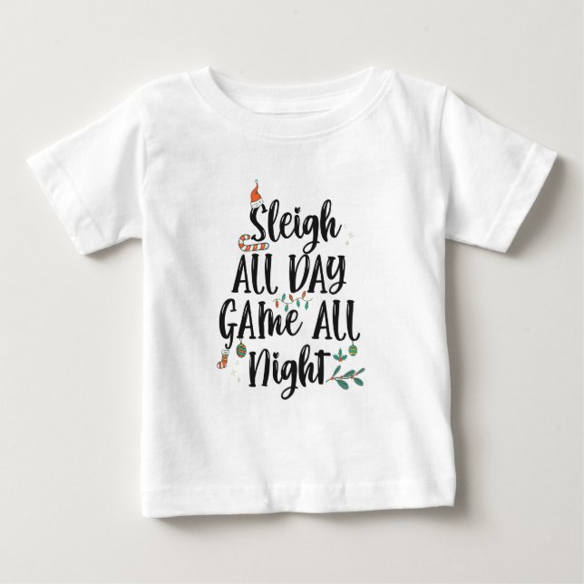Heldags spel hela natten, hela natten roligt t shirt (Framsida)