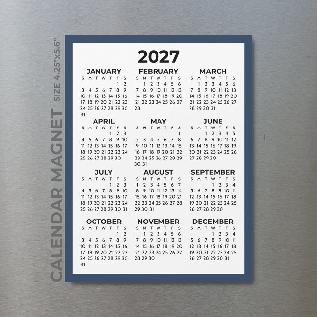 Heldagsmagnetkalender 2027 Marinblå Kant (Skapare uppladdad)