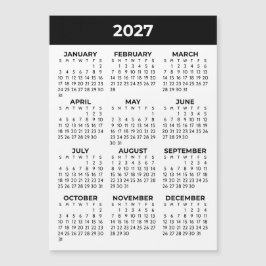 Heldårsvy 2027 Svart Vitt Magnetiskt Kalender