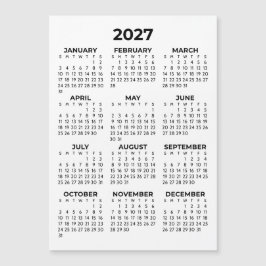 Heldårsvy 2027 Svart Vitt Magnetiskt Kalender