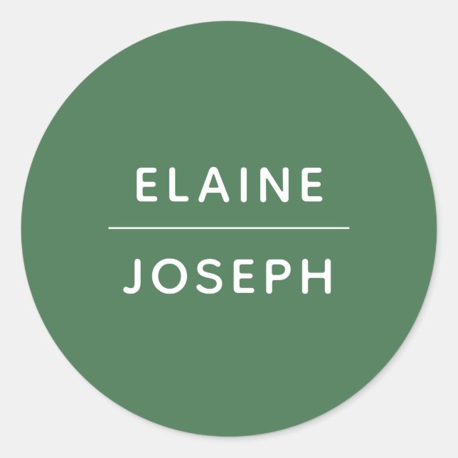 Heldragen Grönt Bröllop Klassisk rund etikett (Framsida)