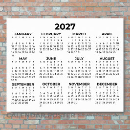 Heldskalender 2027 Minimalistisk Horisontell Poster