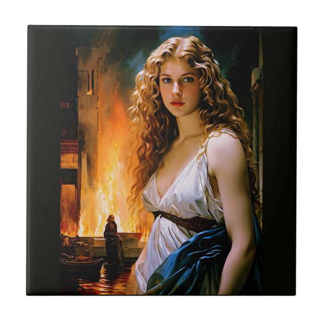 "Helen, A Spartan's Beauty, Troy's Fire" Kakelplatta (Framsidan)