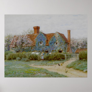Helen Allingham Buckinghamshire House på Penn Stre Poster