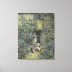 Helen Allingham Vintage Saucer från Mjölk Canvastryck