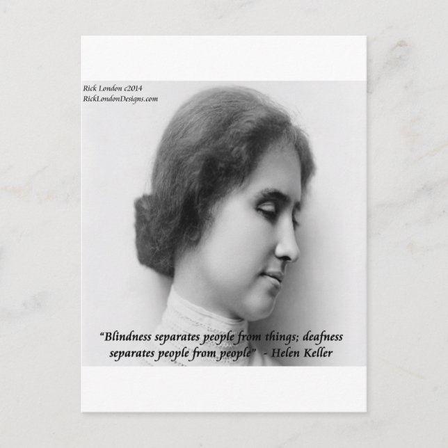 Helen Keller & Berömd döv/blind Citat Vykort (Framsida)