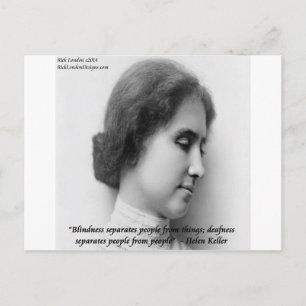 Helen Keller & Berömd döv/blind Citat Vykort