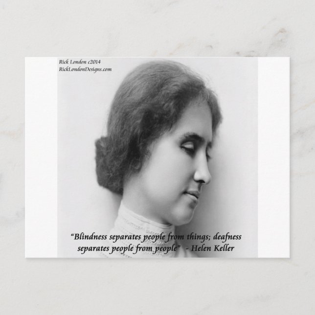 Helen Keller & Berömd döv/blind Citat Vykort (Framsida)