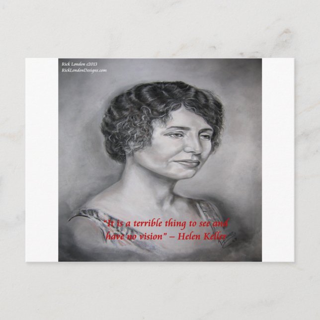 Helen Keller Citat om Syn och Visdom Vykort (Framsida)