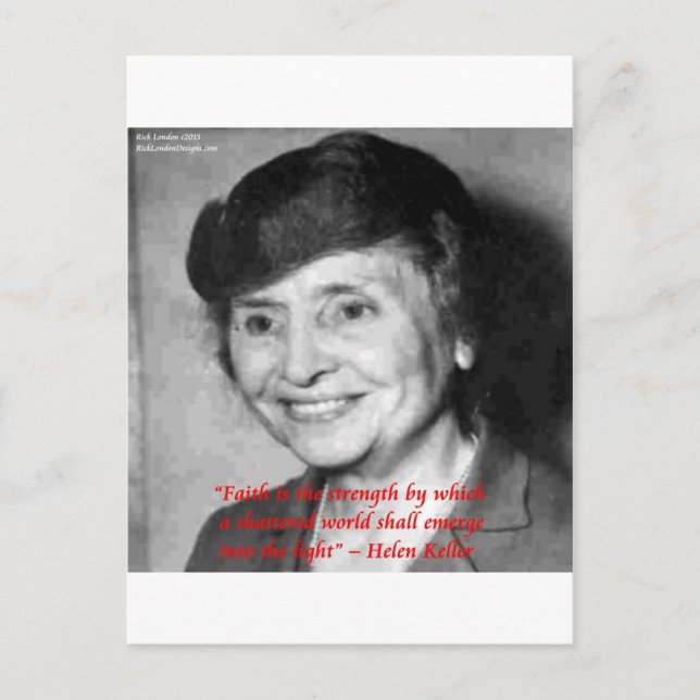 Helen Keller "Faith/Stength" Wisdom Quote Vykort (Framsida)