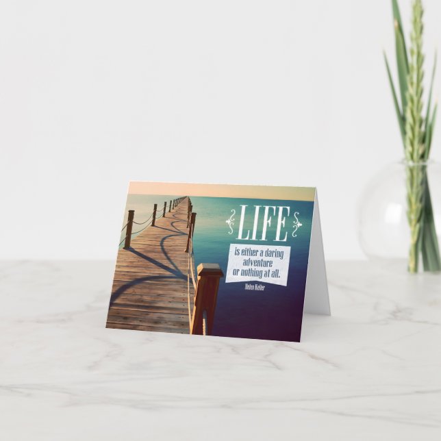 Helen Keller Inspirational Quote "Äventyr" Tack Kort (Framsida)