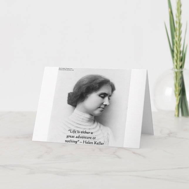 Helen Keller "Life Is Äventyr" Wisdom Quote Gift Kort (Framsida)