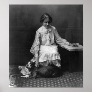 Helen Keller med hunden Poster