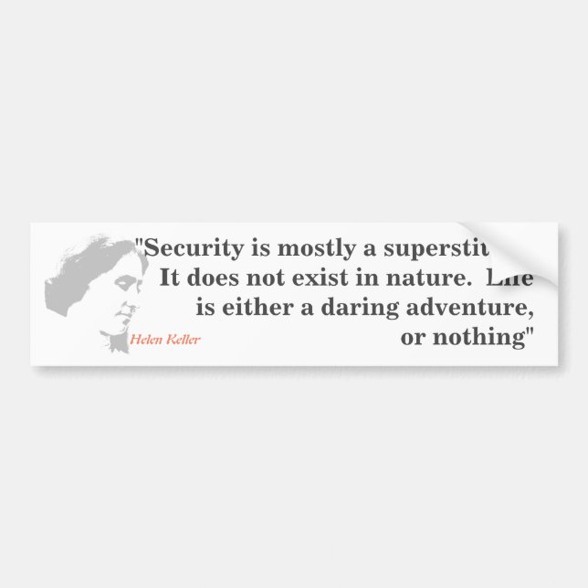 Helen Keller Quote on Security Bildekal (Framsidan)