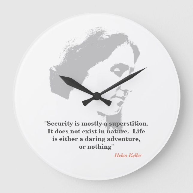 Helen Keller Quote on Security Stor Klocka (Framsida)