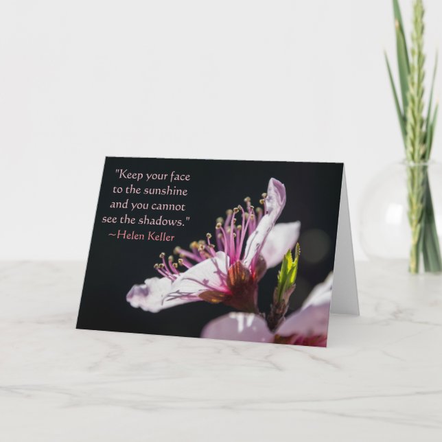 Helen Keller Quote Peach-Blommarna i Sunshine Kort (Framsida)