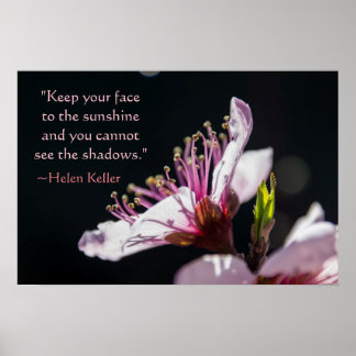 Helen Keller Quote Peach-Blommarna i Sunshine Poster