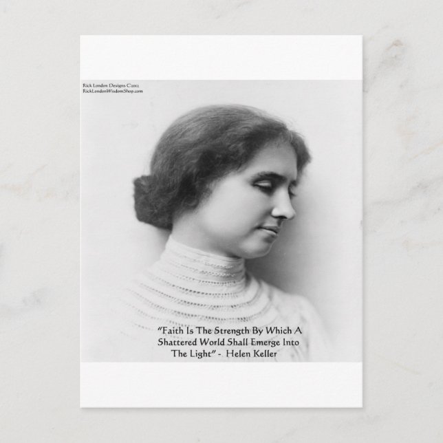 Helen Keller "Tro/Styrka" Visdomspresenter Vykort (Framsida)