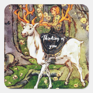 Helen Stratton the Stag Vintage Sticker Fyrkantigt Klistermärke