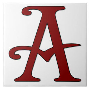 Helena Brev A i Red Monogram Tile Kakelplatta