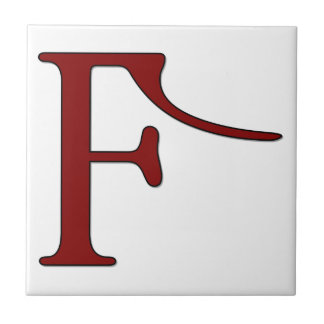 Helena Brev F i Red Monogram Tile Kakelplatta